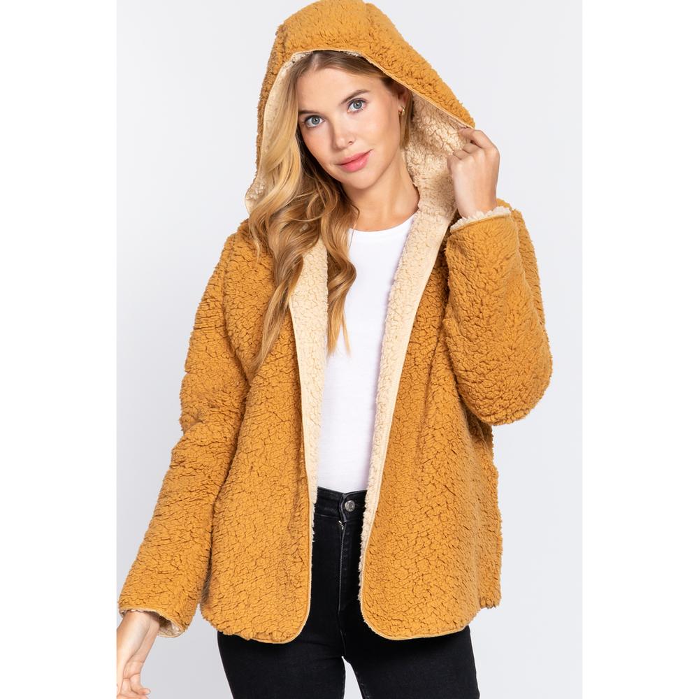 Hoodie Faux Fur Reversible Jacket - Picture 1 of 10